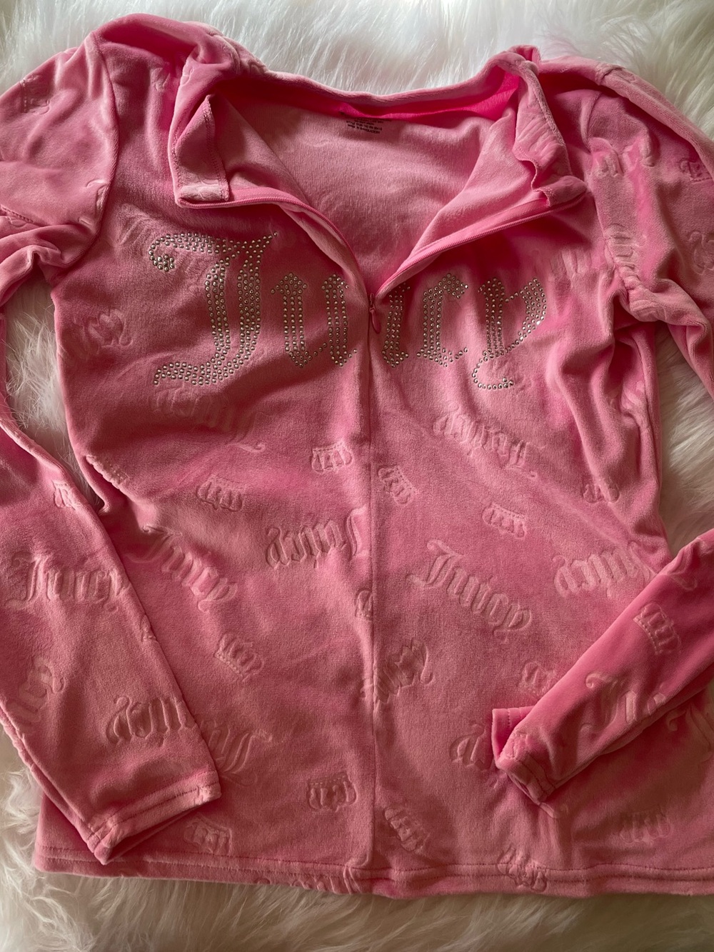 Juicy Couture velour zip long sleeve top & leggings pajama set